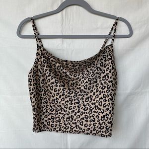 Satin Leopard Print Crop Top